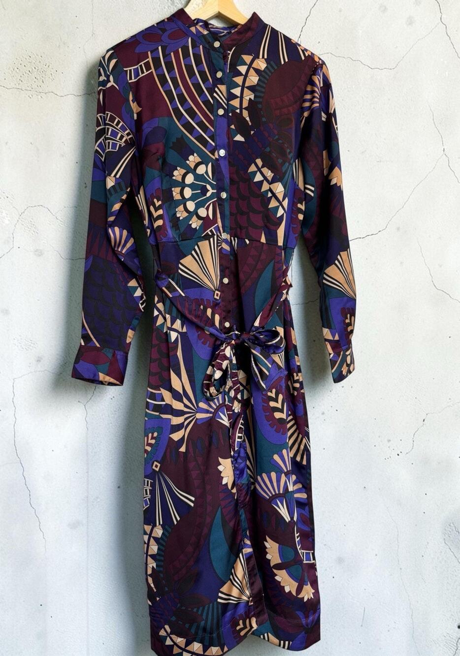 Ann Taylor Women's Botanical Belted Shirt Dress Size 4 Midi Chic Plum Burst